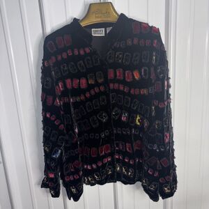 Vintage Chicos Design Velvet And Silk Button Up Size 3 Eq To XL
